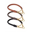 Ace Rolled super SOFT Half Check Leather Dog Collar ::BRASS CHAIN:: (Black, Brown, Tan)